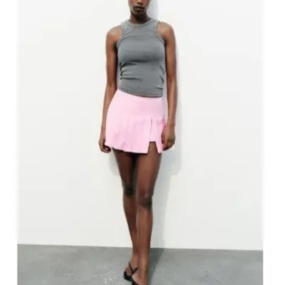 ZARA Pink Pleated Skort Sz M - Picture 1 of 7